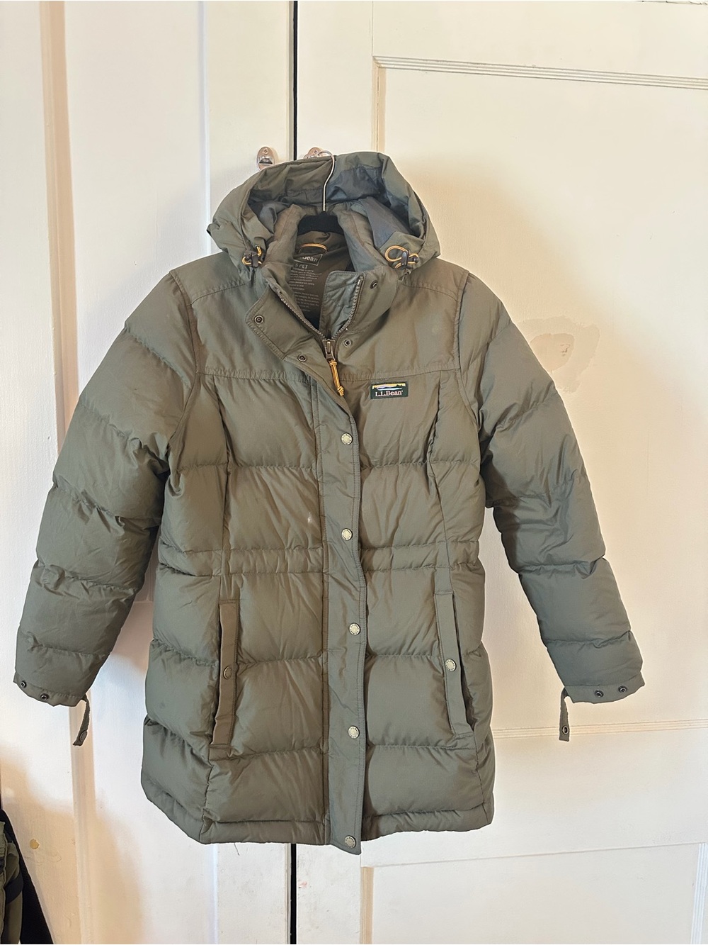 L.L. Bean Olive Green Hooded Puffer Coat